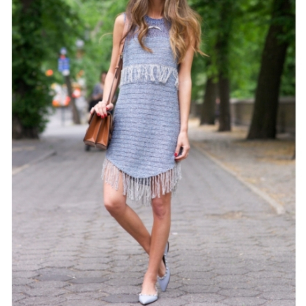 Bec & Bridge Transient Knit Dress W/ Fringe Trim Size 6